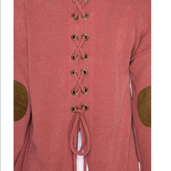 Brick Long Sleeve with Faux Suede Elbow Patch - Picture 3 of 3